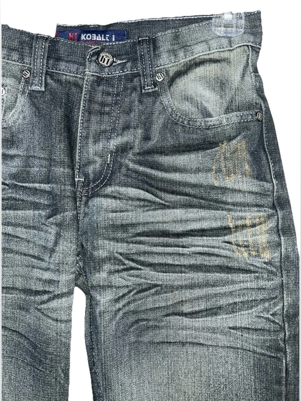 Boys Size 12 Straight Cut Medium Bronze Whiskered Faded Denim Jeans Streetwear